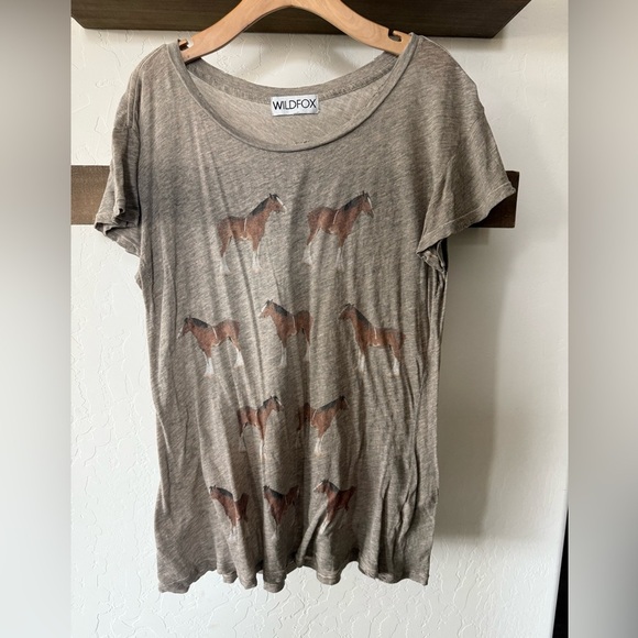 Wildfox|Distressed tan horse print tee,burnout style•••boho novelty print - Picture 4 of 13